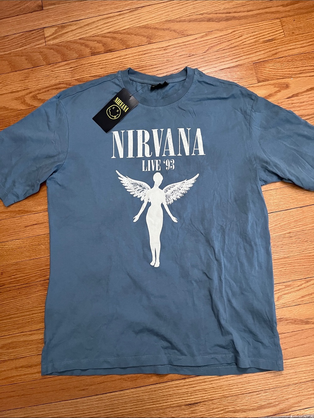 NIRVANA Blue 'Live '93' Angel Graphic Short Sleeve Tee